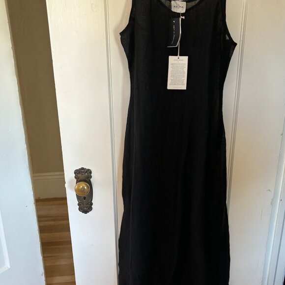 Le Kasha + Net Sustain Idfa Organic Linen Midi Dress - Black Size Medium - Picture 5 of 10